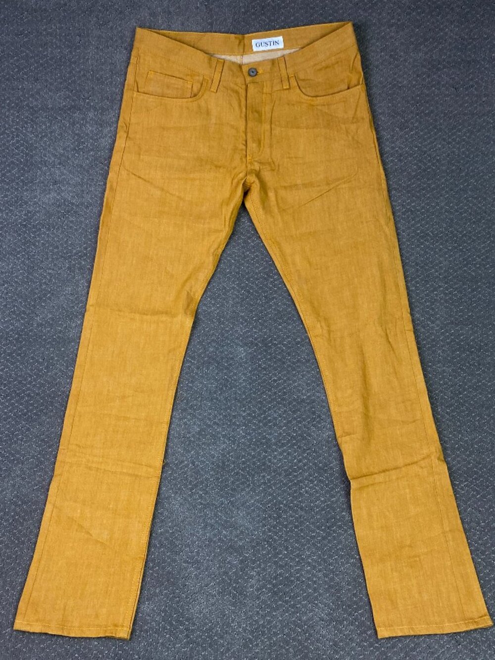 Gustin Jeans Mens 36 x 36 Slim Fit California Marigold Mustard Denim Cone NWOT